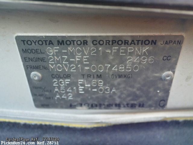 2000 nov used toyota camry gracia wagon gf mcv21 engine type 2mz ref
